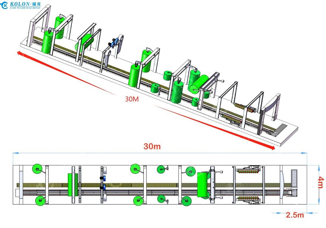 14-czaszkowy automatyczny tunel do pralki samochodowej 30m system przenośnikowy