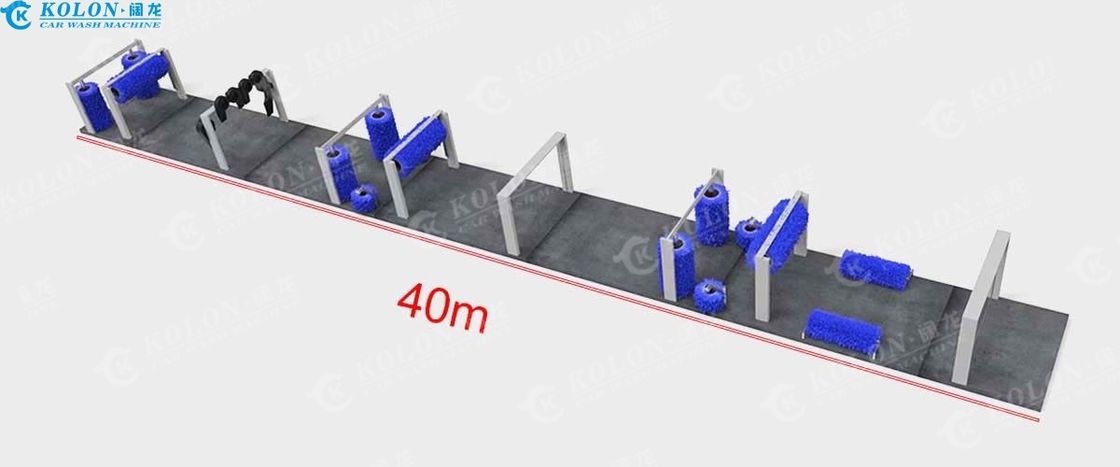 15 szczotek Tunelowa myjnia samochodowa z 15 szczotkami Rama ze stali ocynkowanej ogniowo i szczotki Soft Touch zapewniające długotrwałą długość 40000 mm
